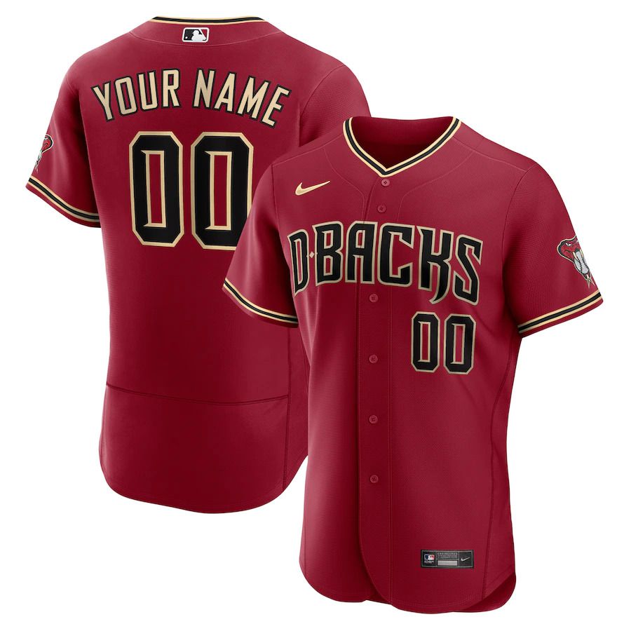 Men Arizona Diamondbacks Nike Crimson Alternate Authentic Custom MLB Jersey->customized mlb jersey->Custom Jersey